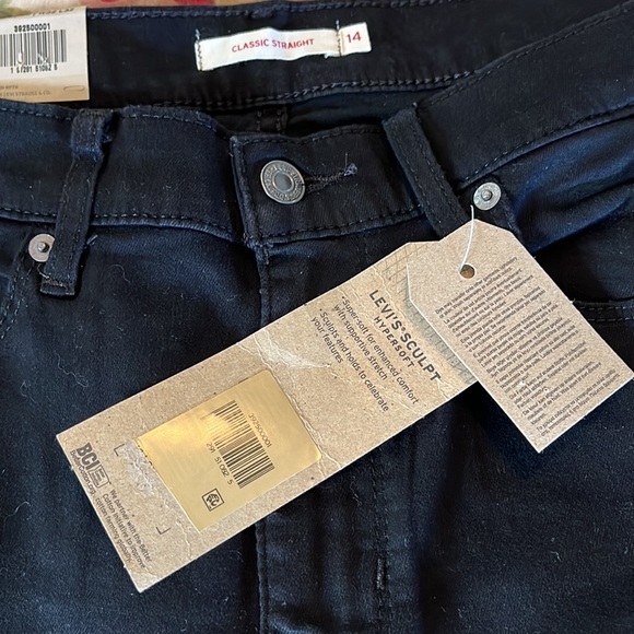 LEVIS Size 14 Long  32"Wx 42"L Dark Black Denim Stretch 5-Pkt MidRise $89 NEW - Picture 15 of 16